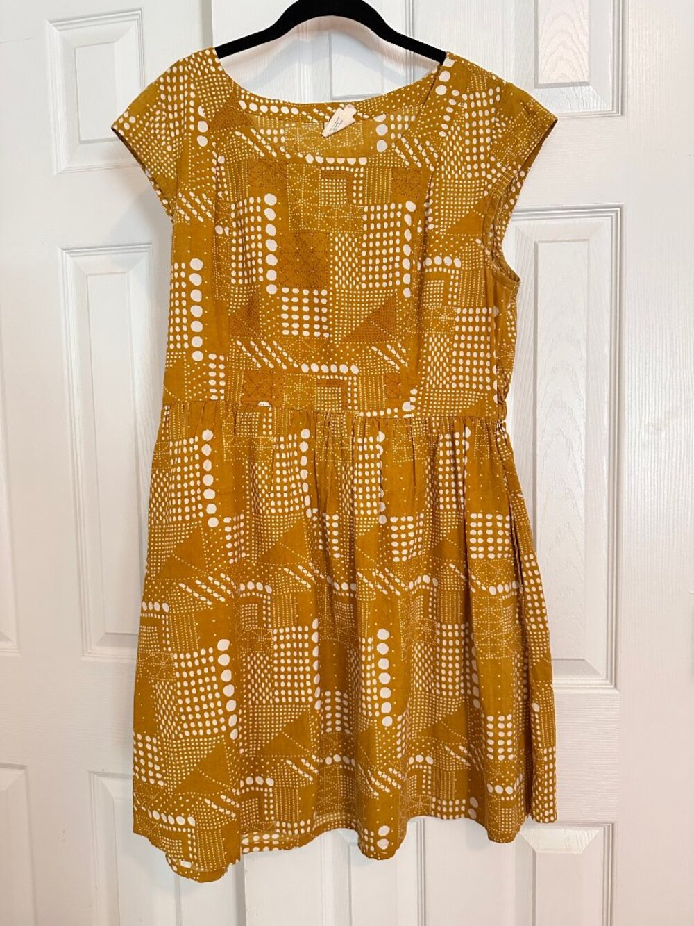 Mata Traders Cotton Mustard Dress Embroidery Fair Trade Cotton XL Pockets